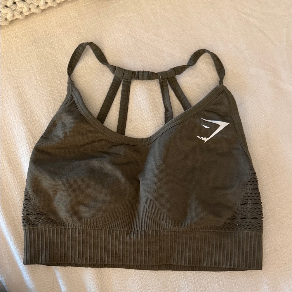 Gymshark Dark Olive Strappy Sports Bra